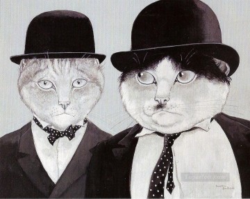 Funny Pets Painting - cats in suits facetious humor pet